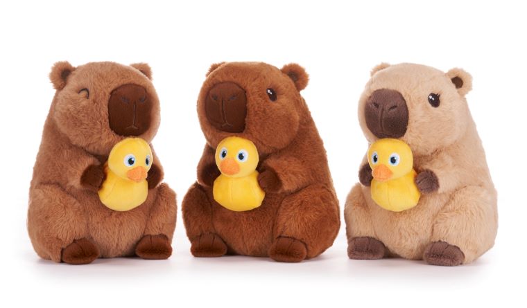 (Mis 3) CAPYBARA Peluche Capibara con paperella gialla 21cm 3ass…x48